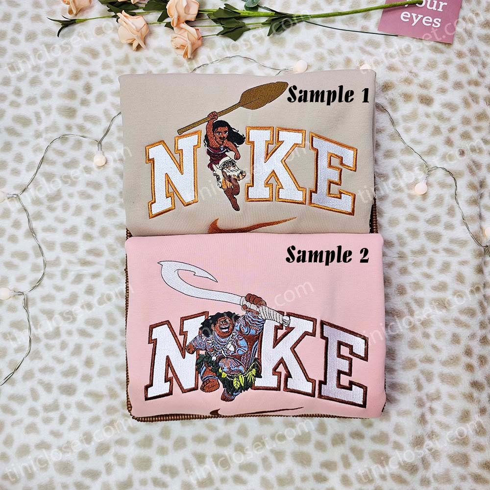 Moana And Maui Disney Characters Embroidered Couples Shirts