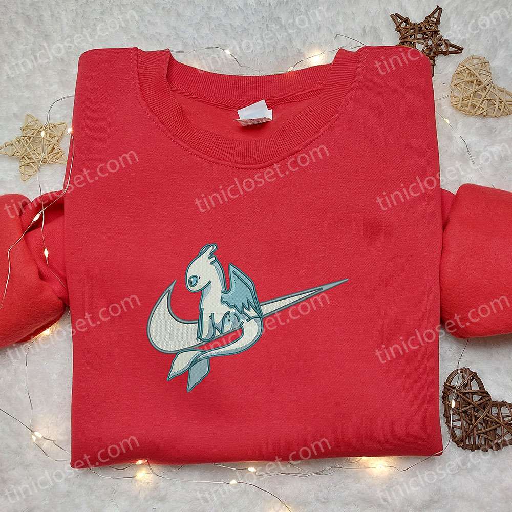 Nike Swoosh x Light Fury Embroidered Shirt, How To Train Your Dragon Cartoon Embroidered Hoodie, Nike Inspired Embroidered T-Shirt