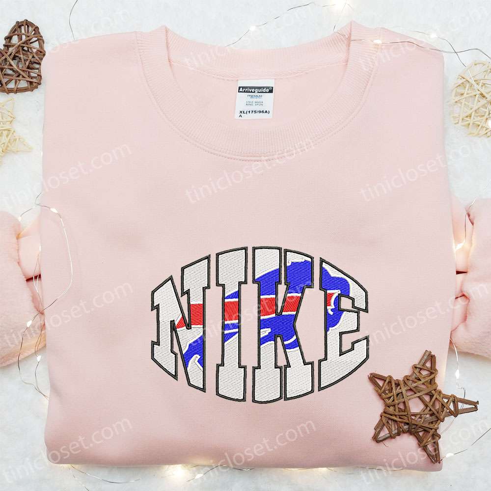 Nike x Buffalo Bills Embroidered Hoodie, NFL Sports Embroidered T-shirt, Nike Inspired Embroidered T-shirt