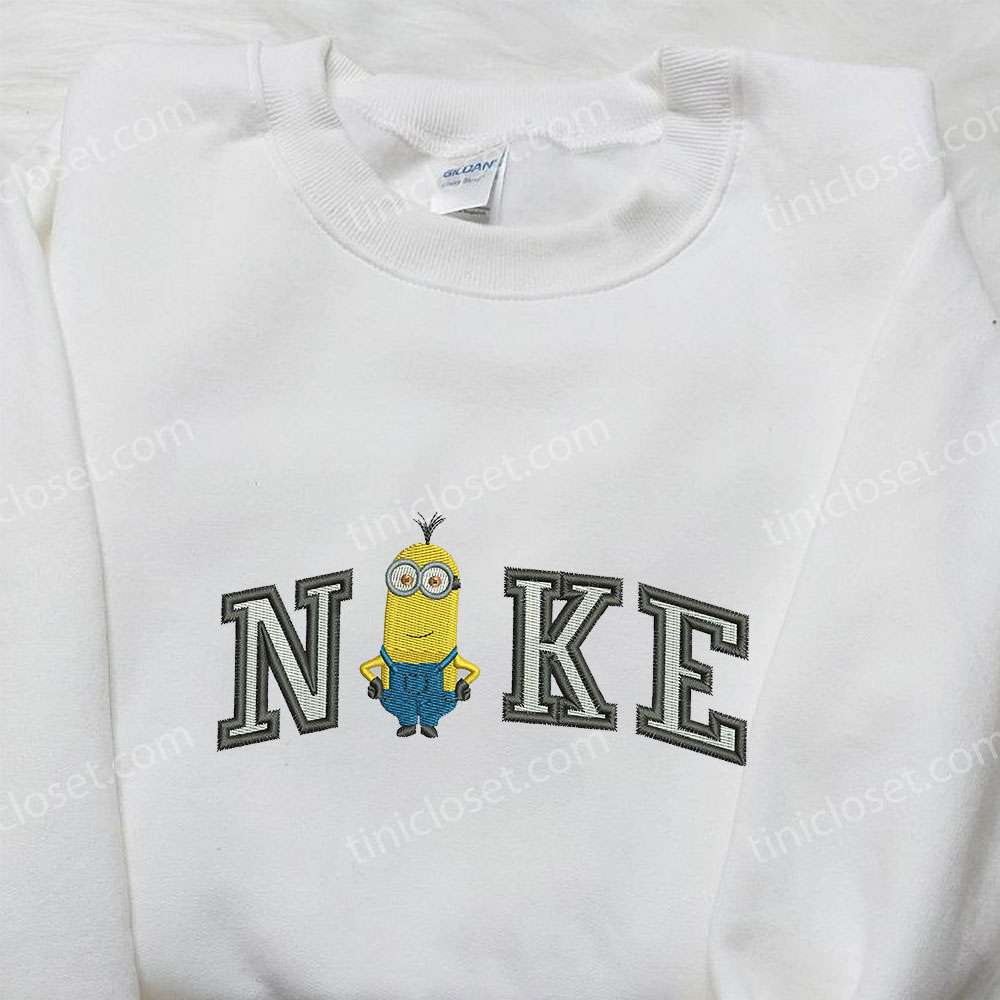 Nike x Kevin Minion Embroidered Hoodie, Nike Inspired Embroidered Sweatshirt, Cartoon Inspired Embroidered T-shirt