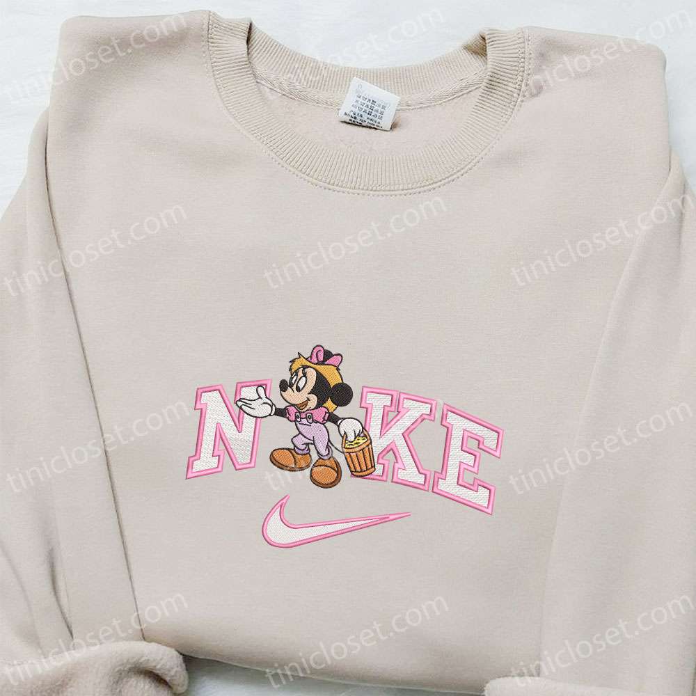 Nike x Minnie Farmer Embroidered Shirt, Disney Characters Embroidered Hoodie, Best Gift Ideas