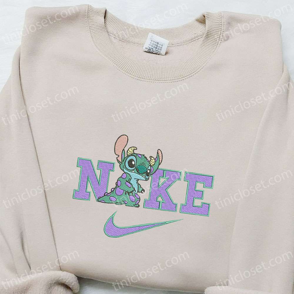 Nike x Stitch Dinosaur Cartoon Embroidered Sweatshirt, Disney Characters Embroidered Hoodie, Best Birthday Gift Ideas