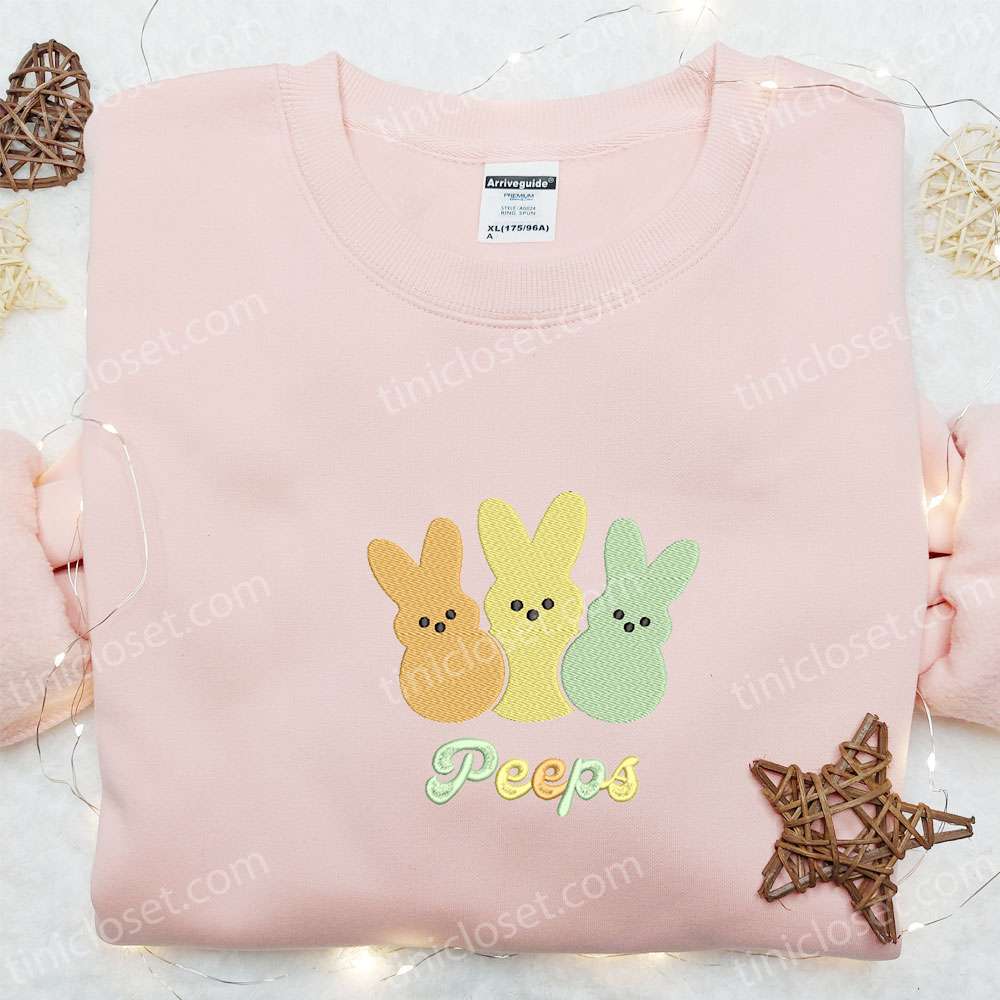 Peeps Easter Bunny Embroidered Shirt, Thanksgiving Day Embroidered Hoodie, Best Holiday Gift Ideas