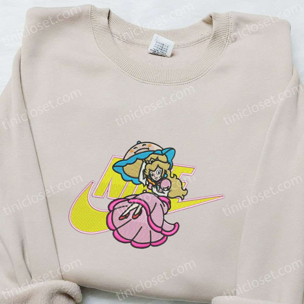 Princess Peach x Nike Embroidered Shirt, Super Mario Embroidered Sweatshirt, Nike Inspired Embroidered Hoodie