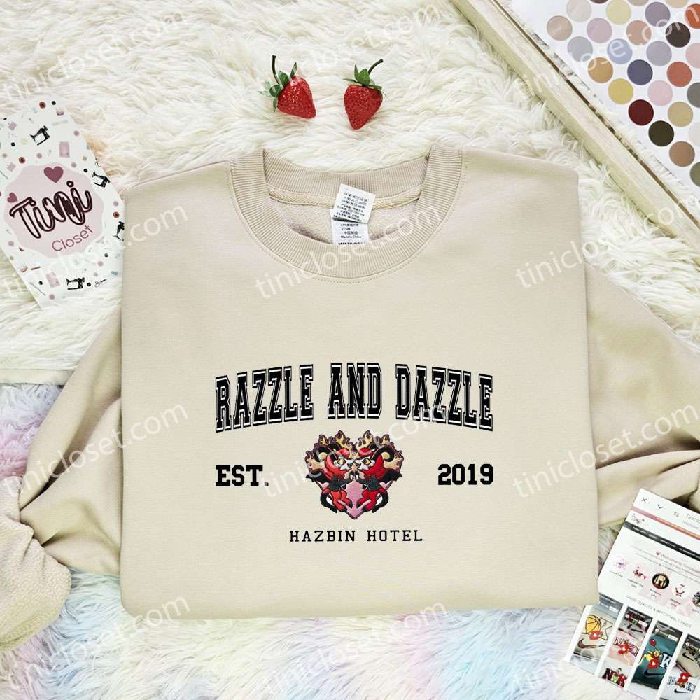 Razzle And Dazzle Hazbin Hotel Embroidered Shirt, Cartoon Embroidered Hoodie, Best Gift Idea