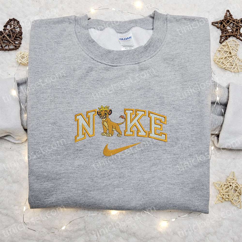 Simba King x Nike Embroidered Sweatshirt, Walt Disney Characters Embroidered Shirt, Best Birthday Gift Ideas for Family
