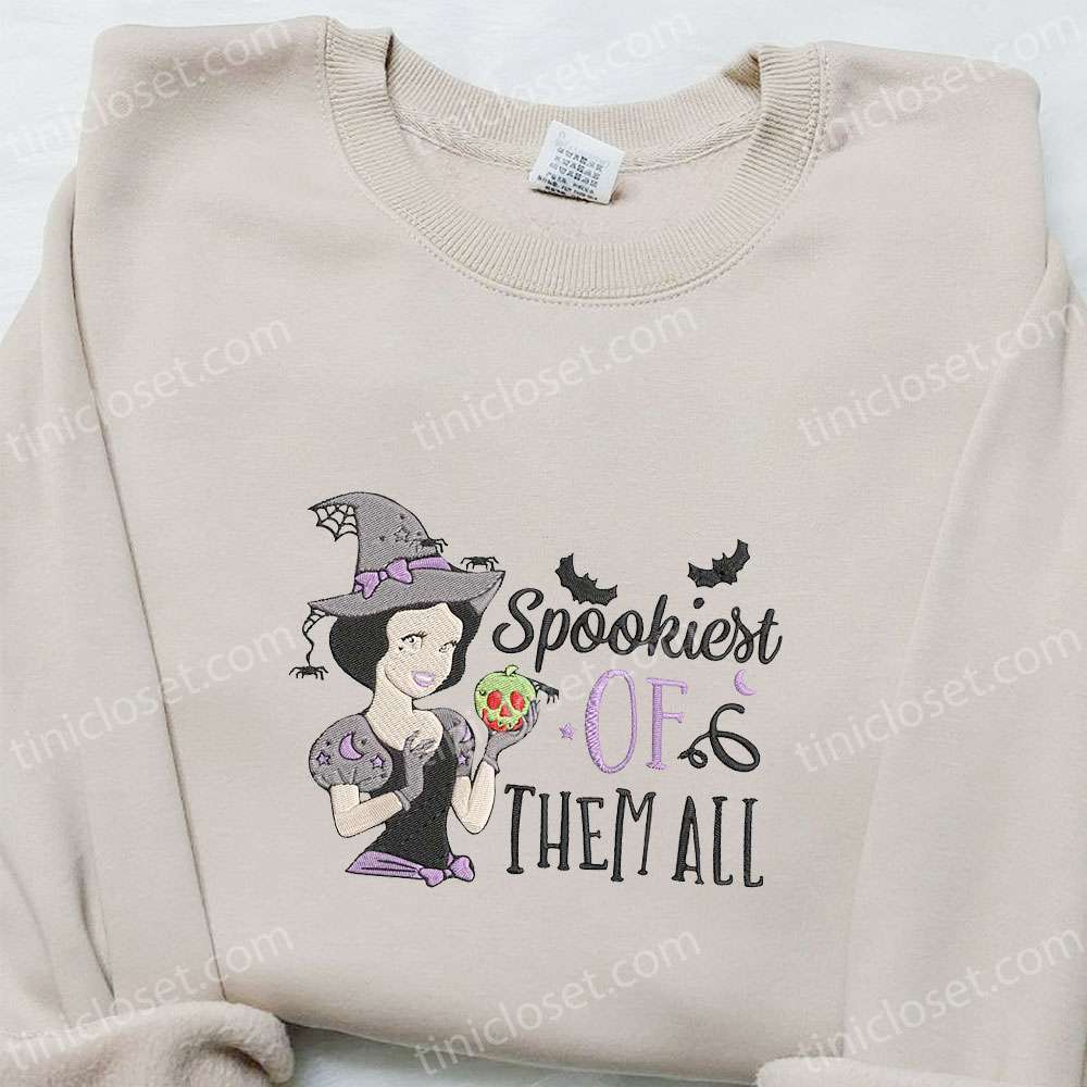 Snow White Spookiest Of Them All Embroidered Sweatshirt, Disney Princess Embroidered Shirt, Best Halloween Gift Ideas