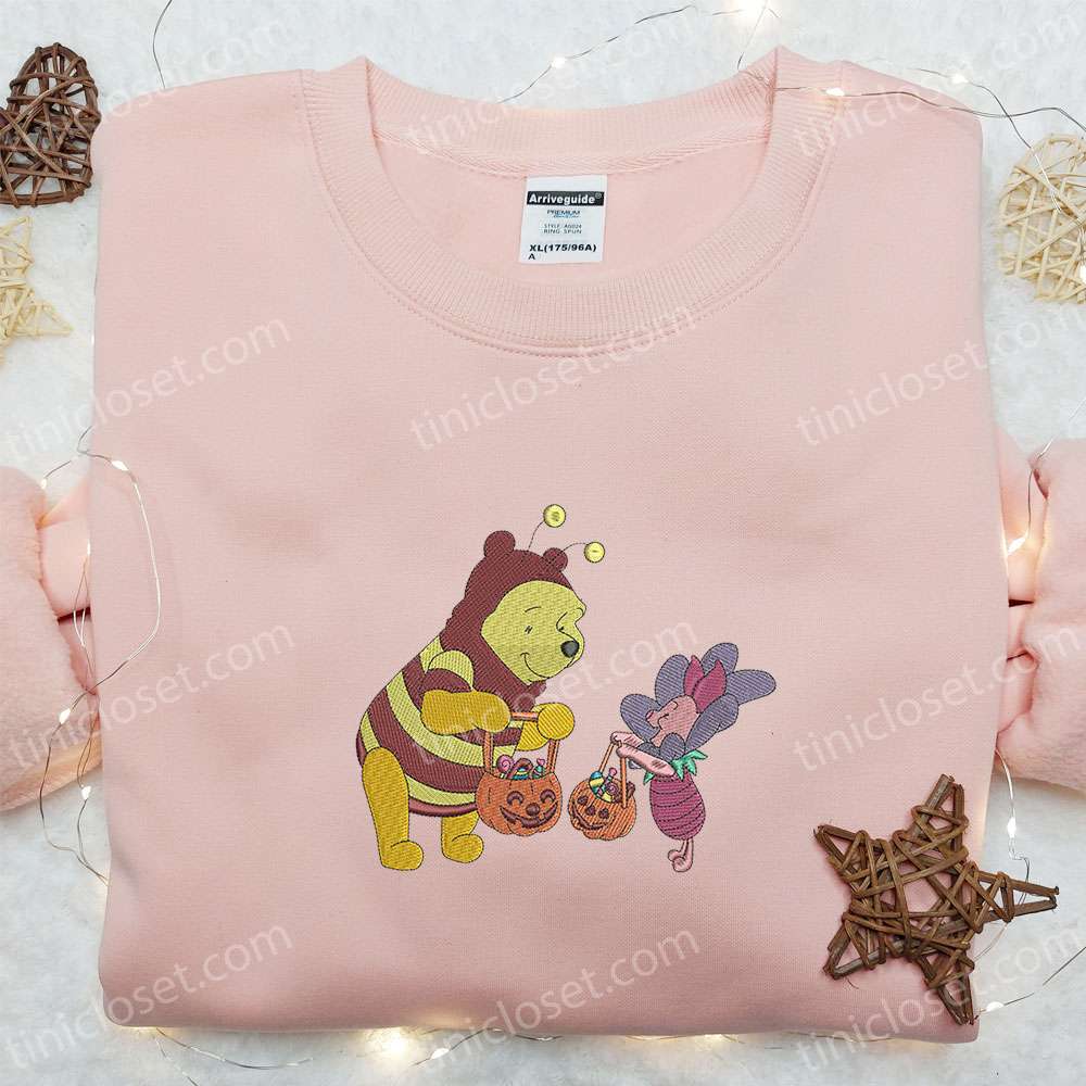Winnie The Pooh And Piglet Halloween Embroidered Sweatshirt, Disney Cartoon Embroidered Hoodie, Best Halloween Gift Ideas
