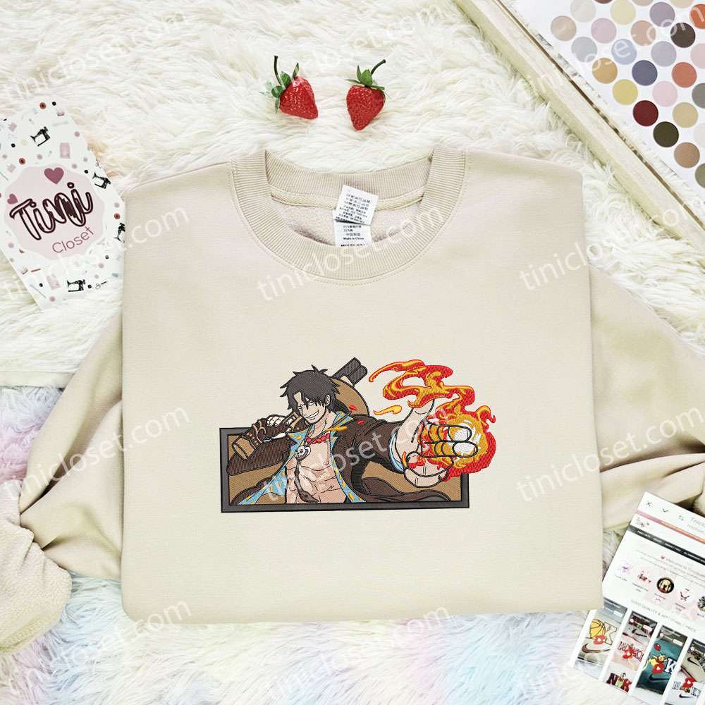 Ace One Piece Anime Embroidered Shirt