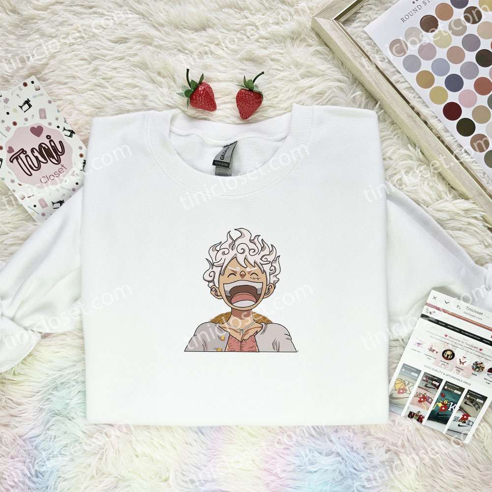 Luffy Gear 5 Laughing One Piece Anime Embroidered Shirt