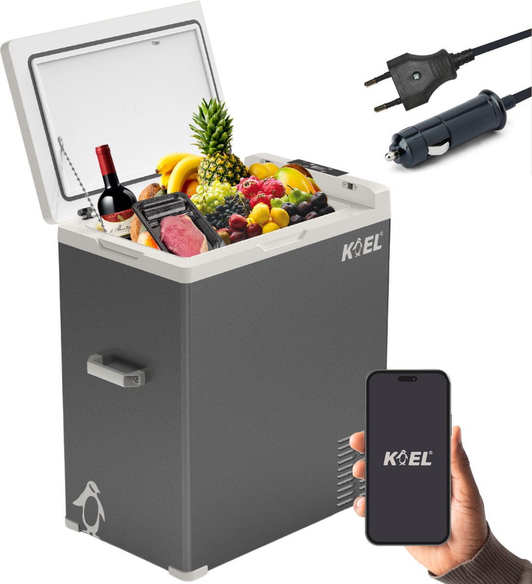 KOEL Crate 75 Compressor Koelbox Elektrisch 12V en 230 Volt voor Auto - Elektrische Frigobox - Coolbox - 75 Liter