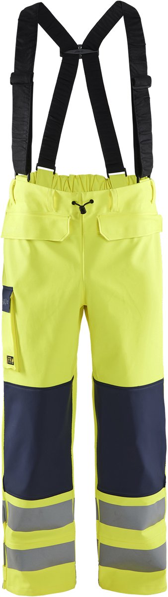 Blåkläder Vlamvertragende regenbroek LEVEL 2 13132022 | High-Vis Geel/Marineblauw | Maat S - 7330509783627