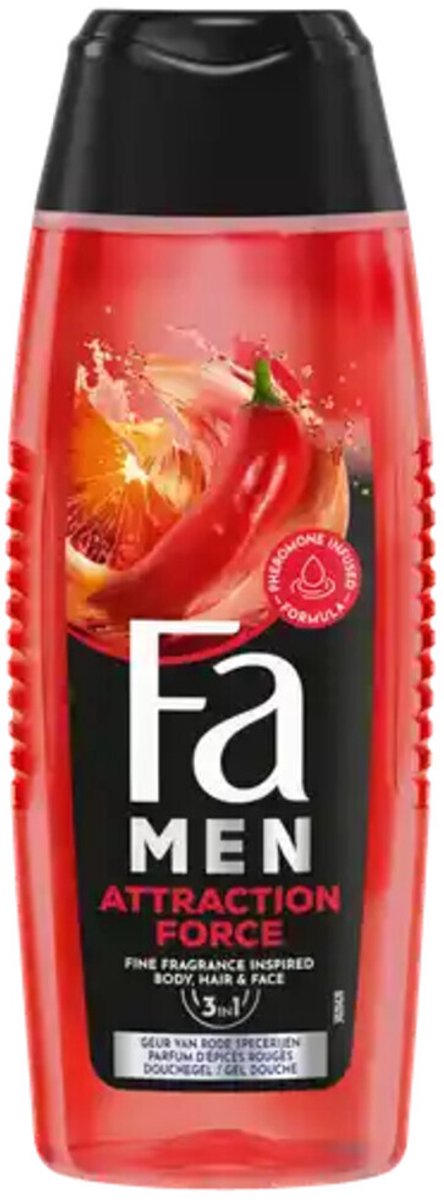 6x Fa Men Douchegel en Shampoo Attraction Force 250 ml