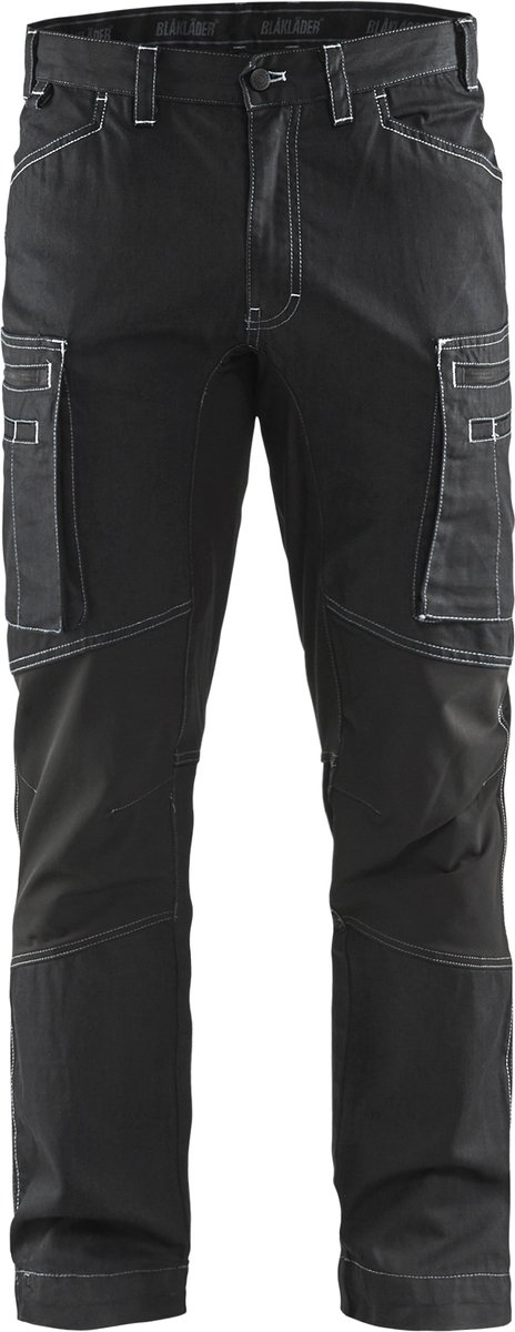 Blåkläder Service werkbroek denim stretch 14591142 | Zwart | Maat 58 - 7330509486160