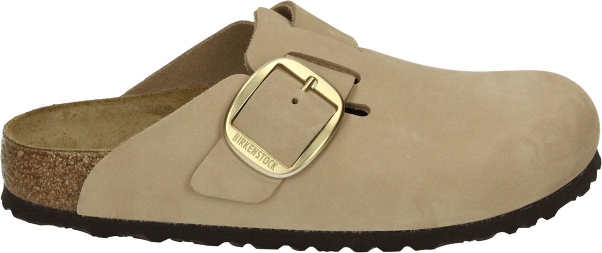 Birkenstock boston big buckle nubuck geen dames