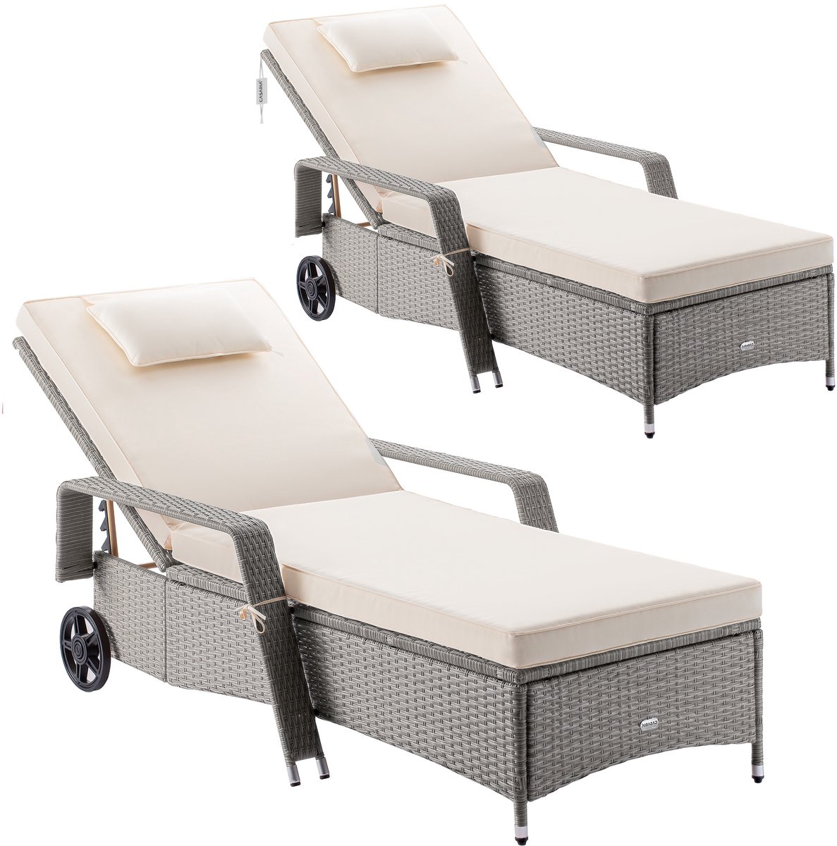 Ligbed Set van 2 Crème/Crème Kunststof 193x90x43cm