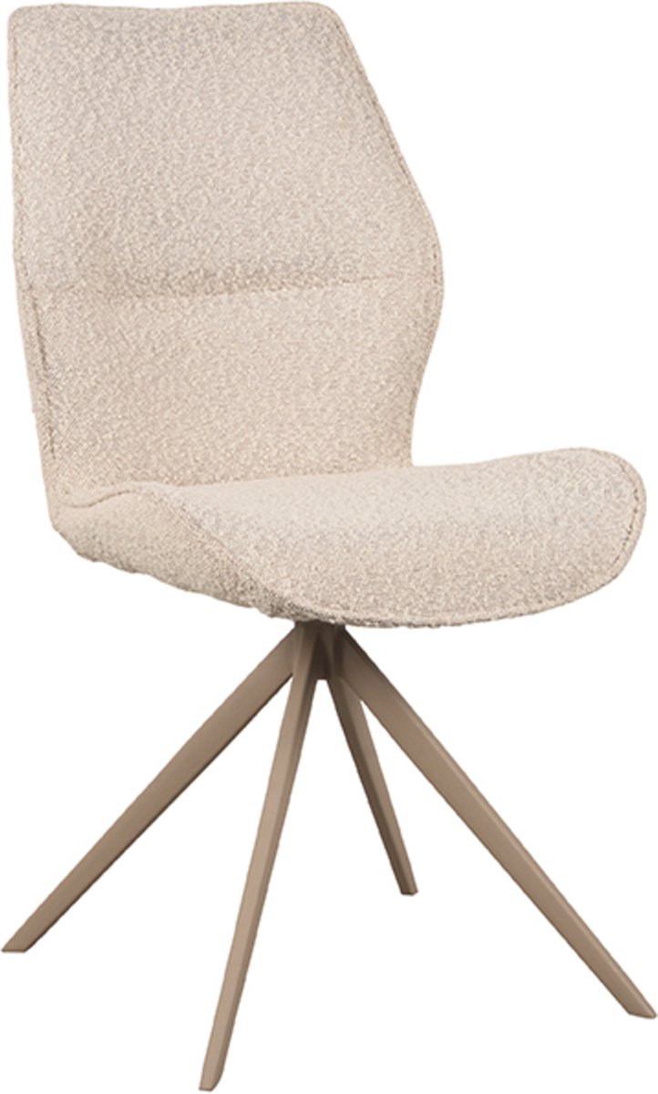 Label51 Eetkamerstoel comfy naturel boucle taupe onderstel set van 2
