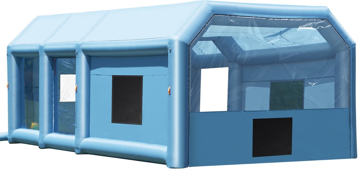 VEVOR Opblaasbare Spuitcabine, 9 x 4,8 x 3,6 m, Opblaasbare Spuitcabine, met 950W + 750W krachtige blowers en luchtfiltersysteem, Draagbare Autospuitcabine voor Grote Vrachtwagens