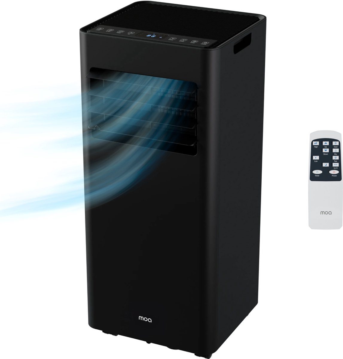 MOA Mobiele Airco – 7000 BTU – Ontvochtiger & Ventilator – Tot 60 m³ – 31 x 31 x 68 cm – Zwart