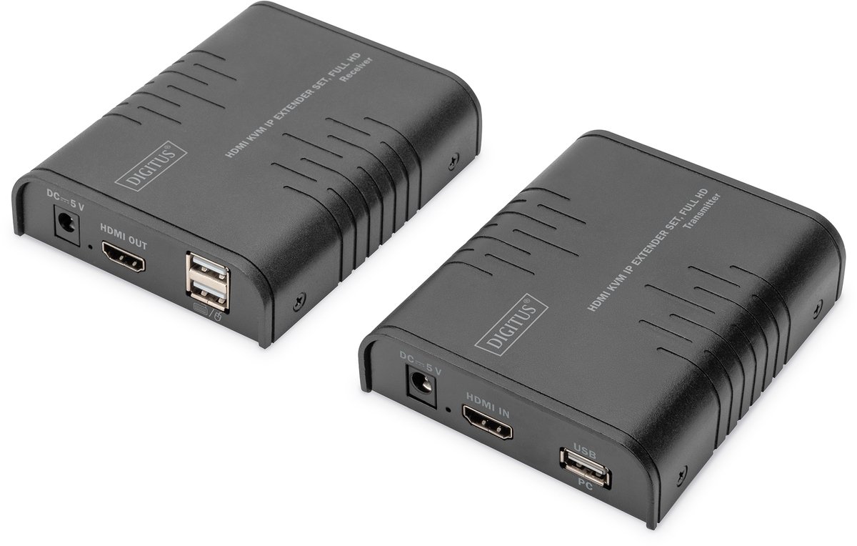 Digitus DS-55529 1 poort HDMI Extender set Zwart