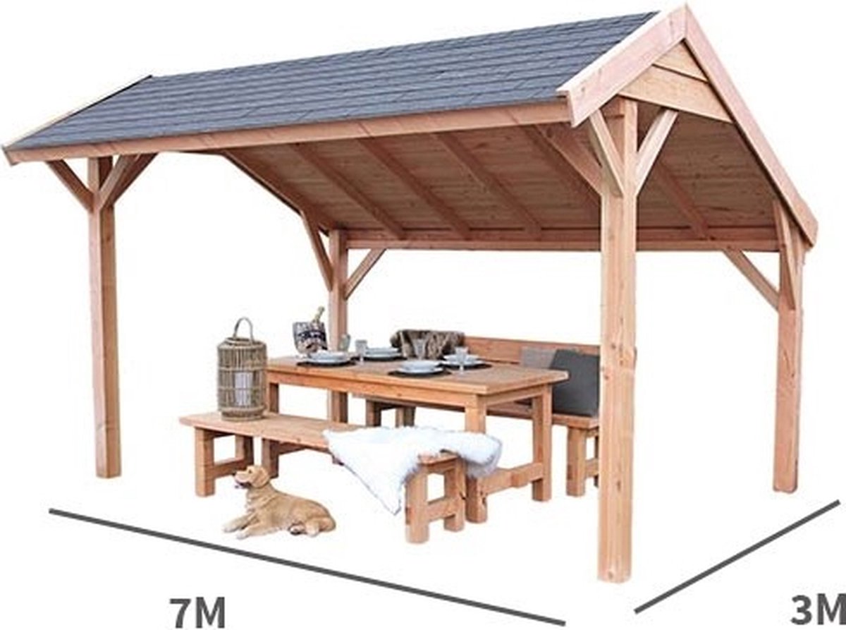 Kapschuur Landleven 73, 700 x 300 cm diep incl dakbedekking Buitengewoon Boet - Buitengewoon de boet