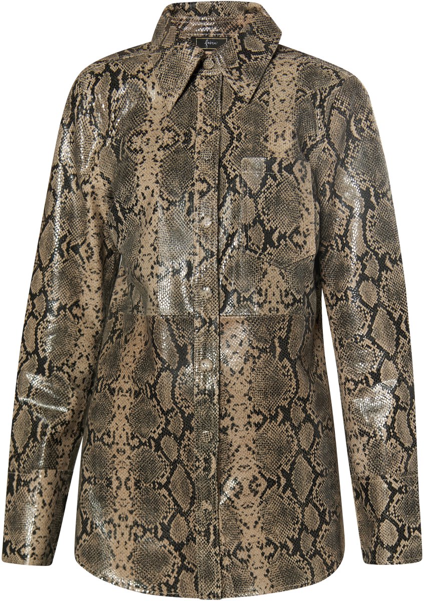 Faina Leren overhemd Dames beige slang