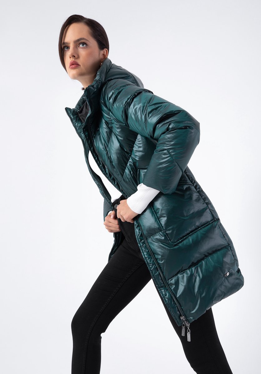 Wittchen Dames Groene Nylon Capuchon Donsjas