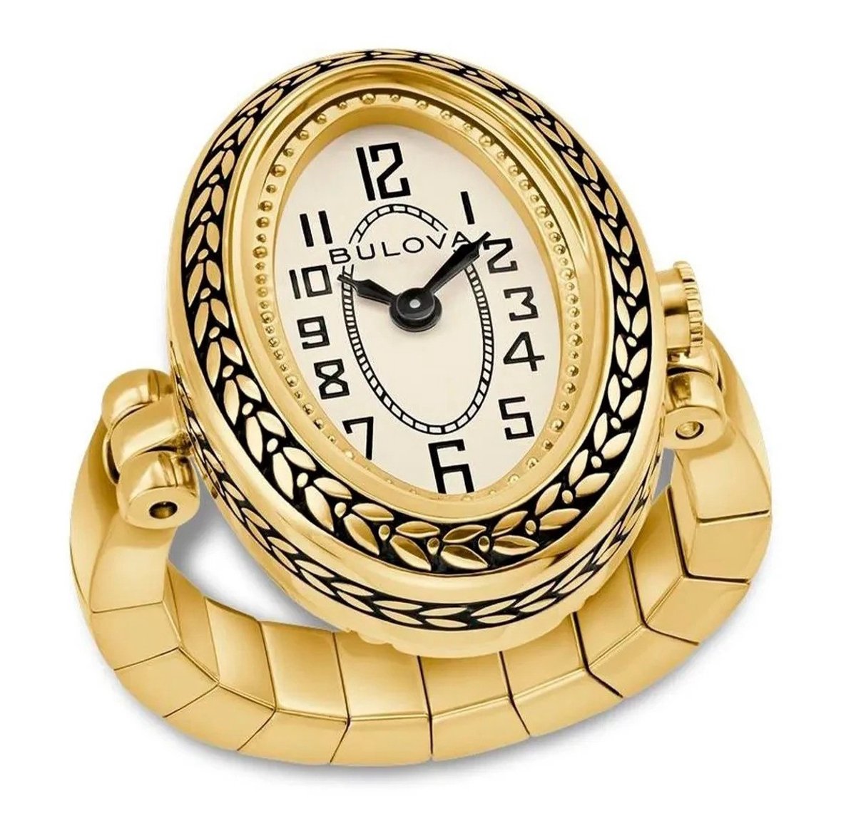 Bulova Art Deco Ring Dames Horloge Goudkleurig 97L188