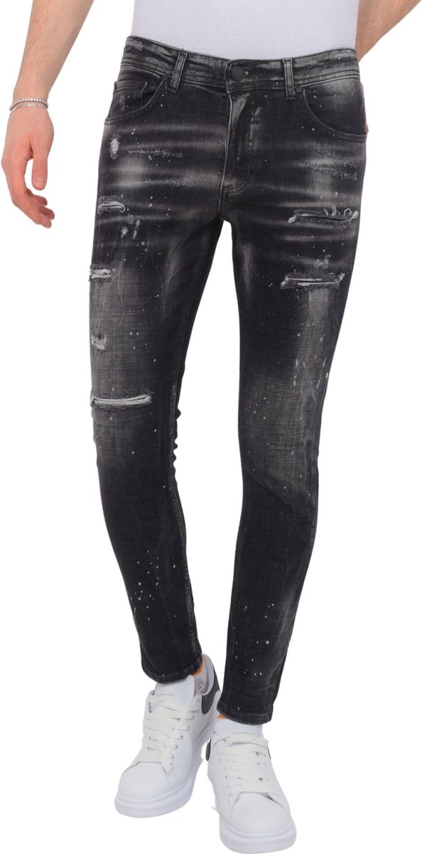 Local Fanatic Paint splatter destroy jeans stonewash slim fit