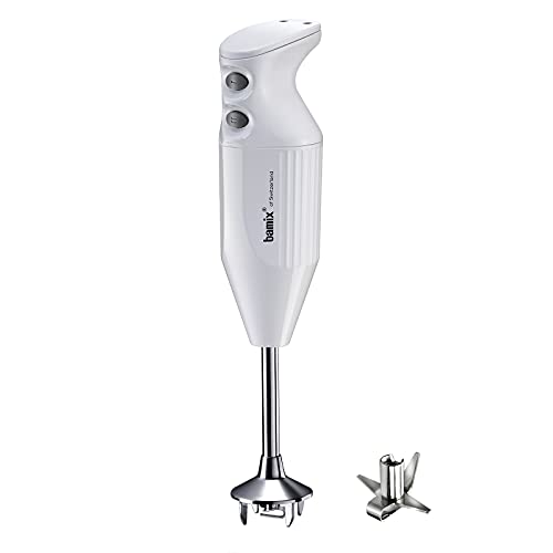 bamix Staafmixer set M160 ONE incl. multifunctioneel mes van roestvrij staal, 160 Watt, 2 standen, Made in Switzerland, Wit