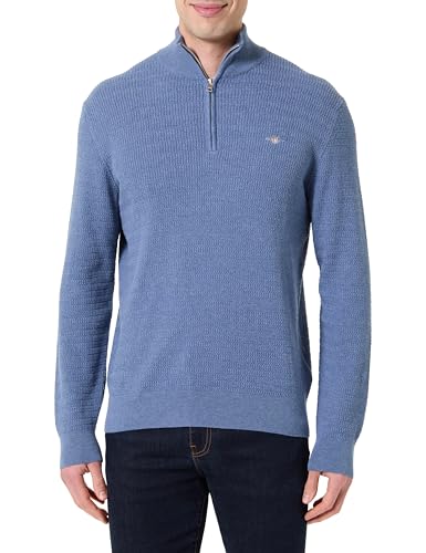 GANT Mini Cable Half Zip, Denim Blue Melange, XXL