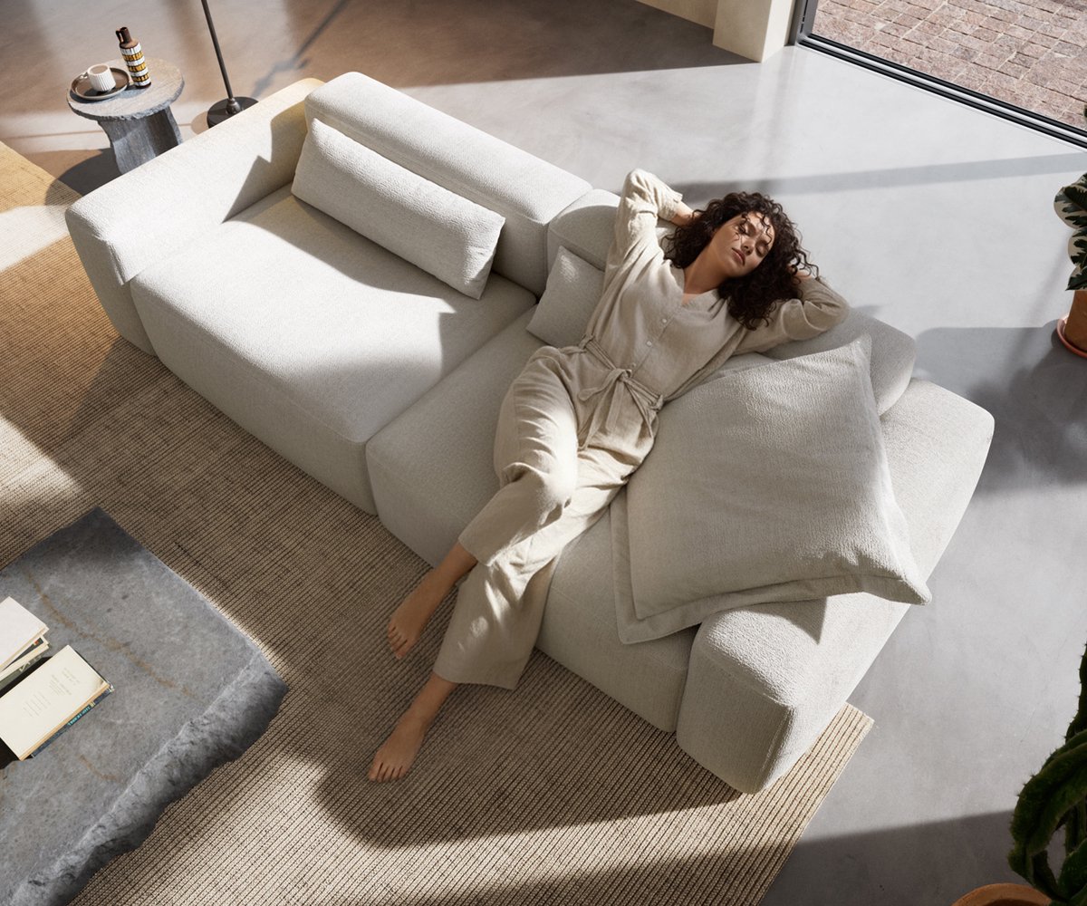 DELIFE Grote bank Freestyle Pure 280x110 cm Bouclé zacht beige
