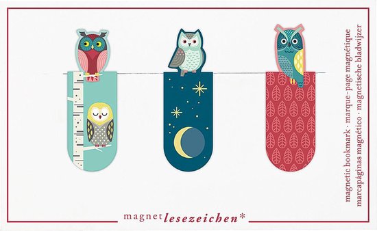 Magnetische boekenlegger nachtuilen set van 3 - 2,1x5,5cm