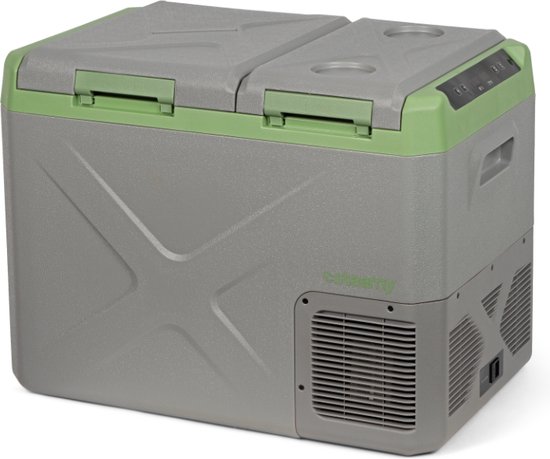 Steamy-E Single Zone Elektrische Compressor Koelbox - Dual Compartment - 33 liter - 12V en 230V - voor auto en camping - Grijs