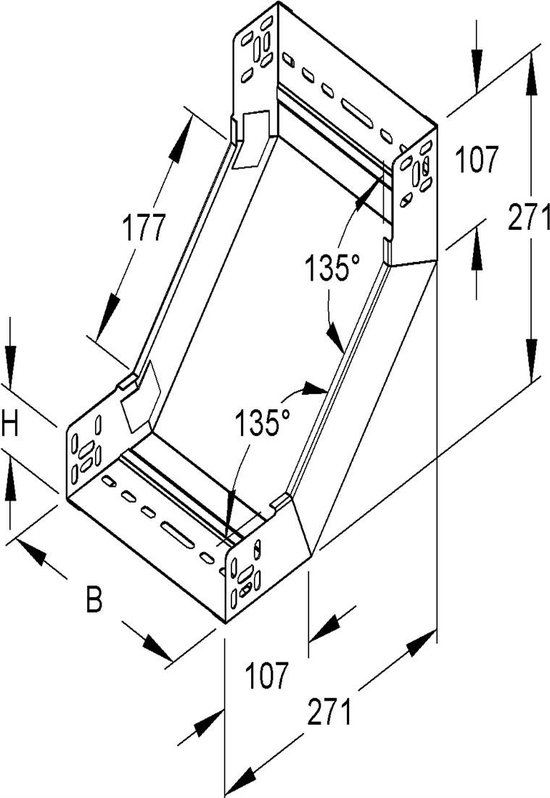 Niedax Kleinhuis kabelgoot stijgstuk zonder deksel voor 500 mm breed RSD60.500