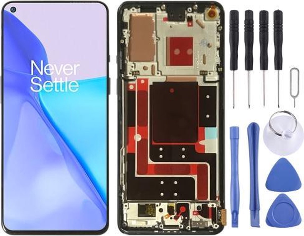 Lcd-scherm en digitizer volledige montage met frame voor OnePlus 9 LE2113 LE2111 LE2110 (paars)