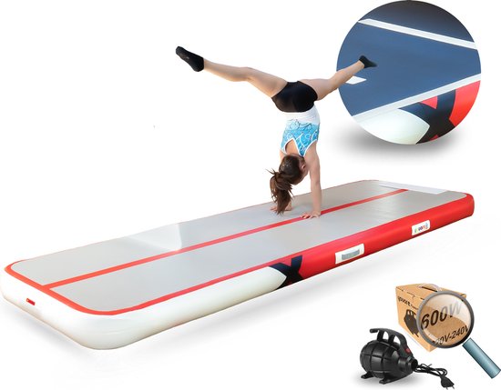 YouAreAir Turnmat — AirTrack Pro 4.0 | 3 meter — 15cm dik | Gymnastiek | Waterproof | incl. 600W sterke YouAre miniblower — 3m Gym fitness mat met elektrische luchtpomp