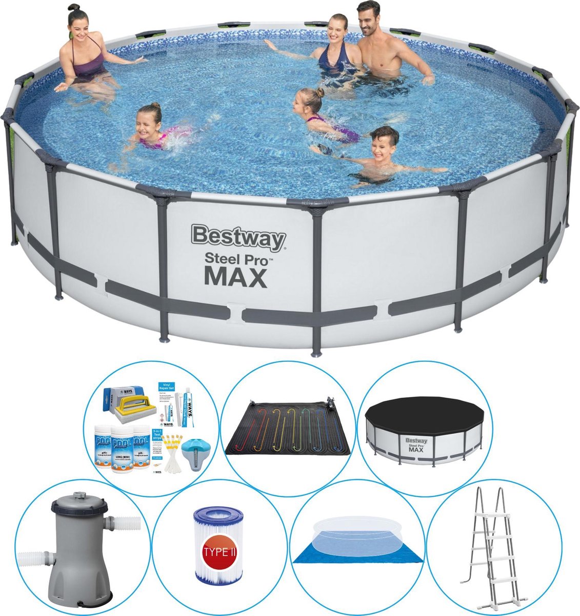 Steel Pro MAX Rond 457x107 cm - Zwembad Combi Deal
