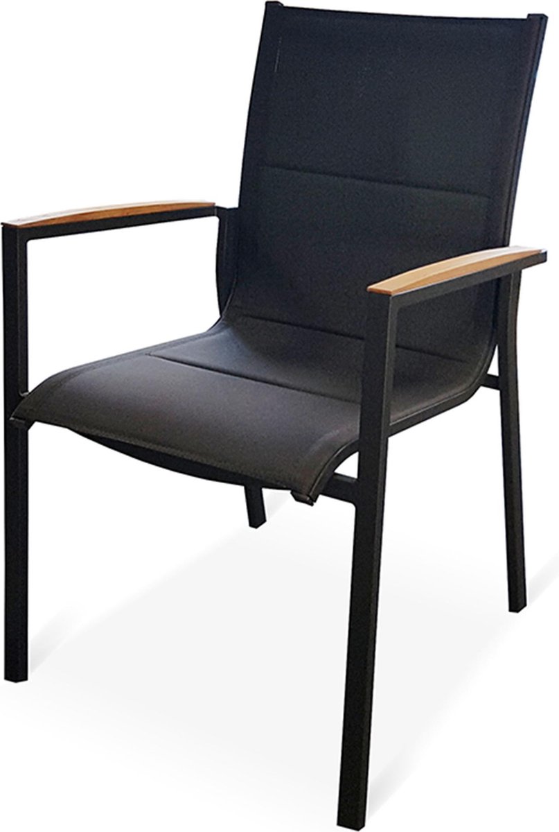 Foxx Stockable Chair Antraciet / Teak - Tierra Outdoor