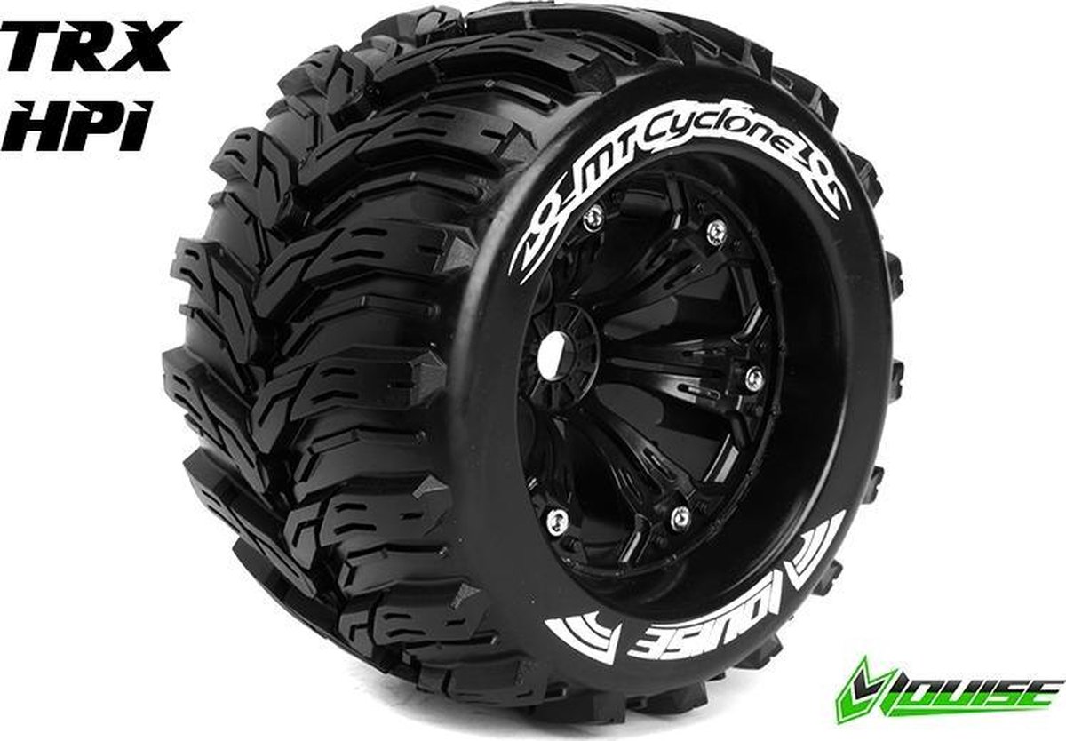 Louise MT-CYCLONE Medium banden op zwarte velgen voor 1/8 MT - 0 offset