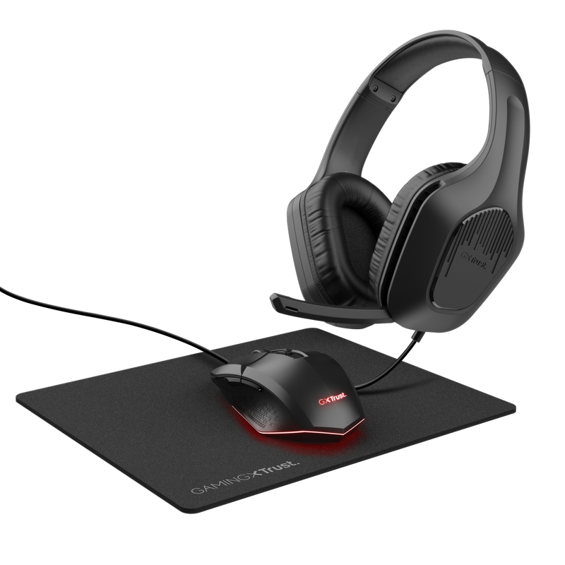 Trust GXT 790 3-in-1 Gaming-muis & headset-set USB Optisch Zwart Verlicht