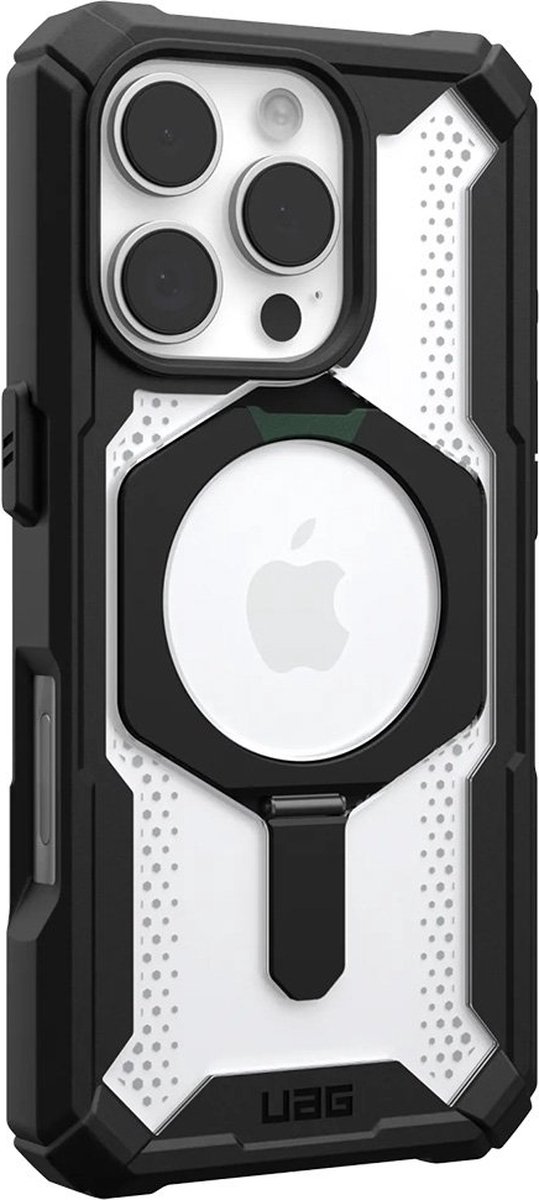 Urban Armor Gear Plasma XTE MagSafe Kickstand Case Backcover Apple iPhone 16 Pro Max Zwart, Transparant MagSafe compatible