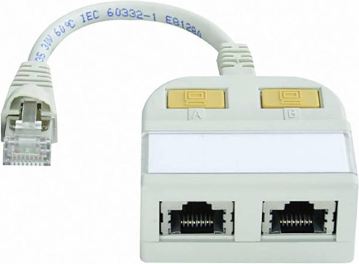 Telegärtner RJ45 Netwerk, ISDN Y-adapter [1x RJ45-stekker - 2x RJ45-bus] 15.00 cm Grijs-wit (RAL 7035)