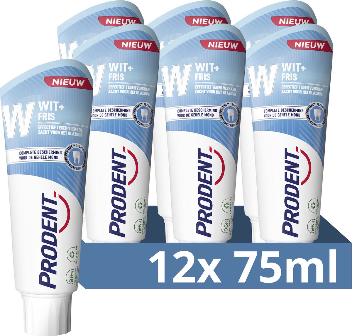 12x Prodent Tandpasta Wit + Fris 75 ml