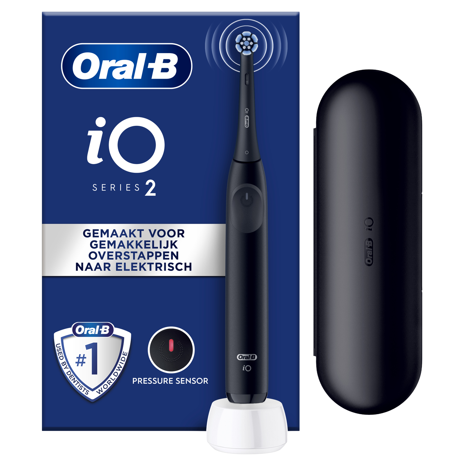 Oral-b Io2 Zwart + Etui Elektrische Tandenborstel