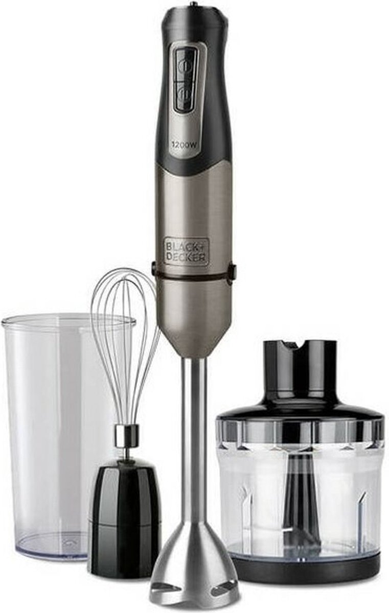 Black&Decker BXHBA1200E Staafmixer 1200 W Zwart, Transparant