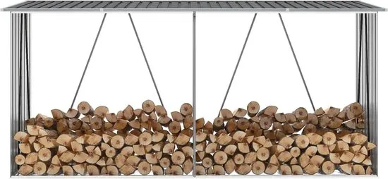 Haardhoutschuur 330x84x152 cm gegalvaniseerd staal antraciet
