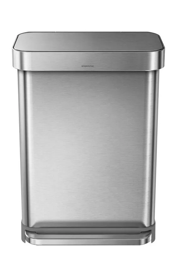 Simplehuman Rectangular Prullenbak - 55L - Liner Pocket - RVS