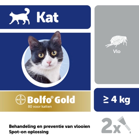 2x Bolfo Gold Anti Vlooiendruppels Kat Vanaf 4 kg 2 pipetten