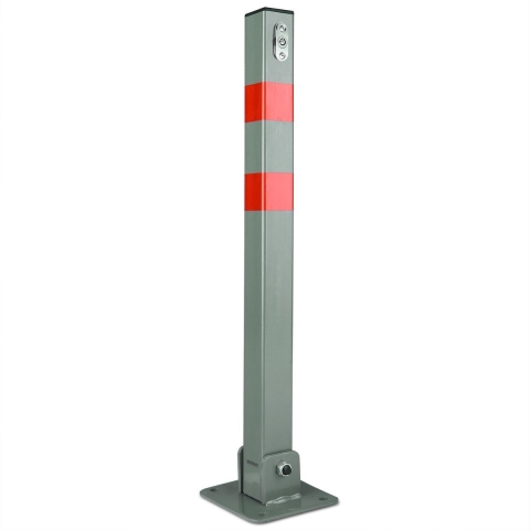 Deuba Parkeerpaal– Staal Incl. Sleutels 65,5x5cm - Grijs